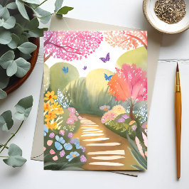 Bloementuin | Whimsical Watercolor Schilderij Briefkaart