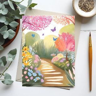 Bloementuin   Whimsical Watercolor Schilderij Briefkaart