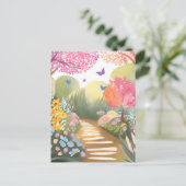 Bloementuin | Whimsical Watercolor Schilderij Briefkaart (Staand voorkant)