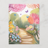 Bloementuin | Whimsical Watercolor Schilderij Briefkaart (Voorkant)