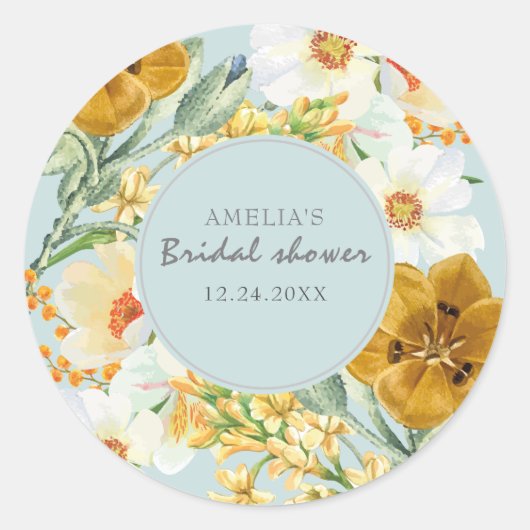 Bloementuin wilde bloemen Lente Bruidsdouche Ronde Sticker (Voorkant)