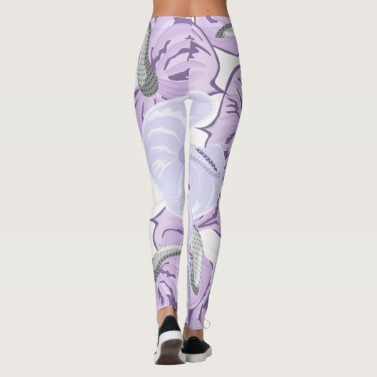  bloementuin wit en paars modern leggings (Achterkant)
