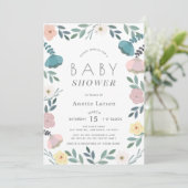 Bloementuin Wit Meisje Baby shower Kaart (Staand voorkant)