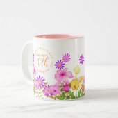 Bloementuin wit tweekleurige koffiemok (Voorkant links)