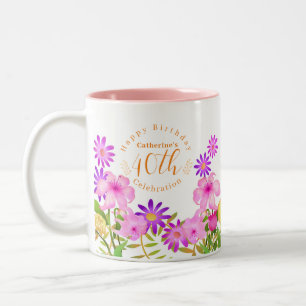 Bloementuin wit tweekleurige koffiemok