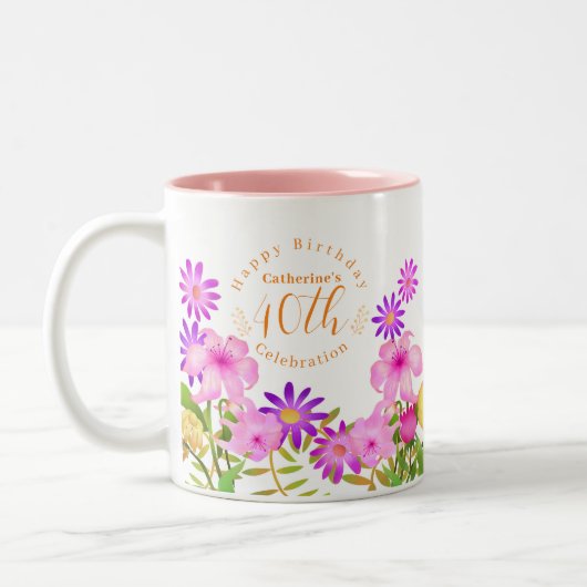 Bloementuin wit tweekleurige koffiemok (Links)
