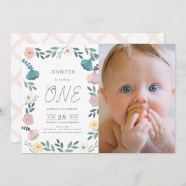 Bloementuin Witte GIrl Foto 1e verjaardag Kaart