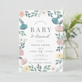 Bloementuin Witte Meisje Brunch Baby shower Kaart (Staand voorkant)