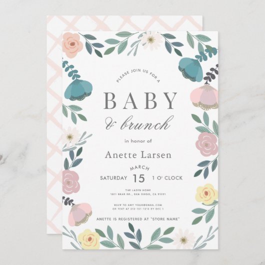 Bloementuin Witte Meisje Brunch Baby shower Kaart (Voorkant / Achterkant)