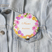 Bloementuin witte naam ronde button 4,0 cm (In situ)
