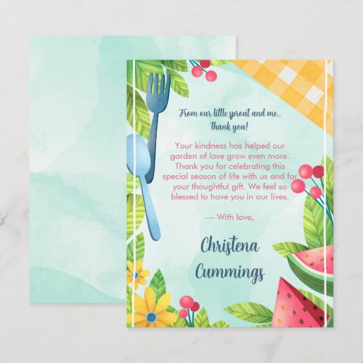 Bloementuin Zaden van Liefde Baby Shower Bedankt (Voorkant / Achterkant)
