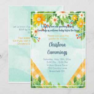 Bloementuin Zaden van Liefde Baby Shower Uitnodigi Kaart