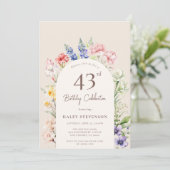 Bloementuinboog Whimsical Beige 43e Verjaardag Kaart (Staand voorkant)