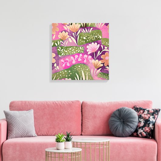 Bloementuinen roze Paarse Canvas Afdruk (Insitu (Woonkamer))
