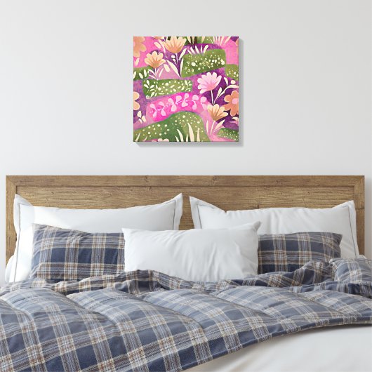 Bloementuinen roze Paarse Canvas Afdruk (Insitu (Slaapkamer))