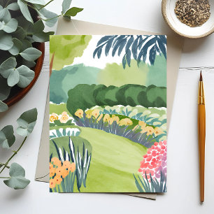 Bloementuinwandeling   Bloemrijke natuur aquarel Briefkaart
