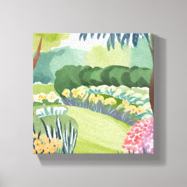 Bloementuinwandeling | Bloemrijke natuur aquarel Canvas Afdruk