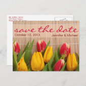 Bloementulp Bewaar de trouwdatum Aankondigingskaart (Voorkant / Achterkant)