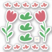 Bloementulpen harten in rode en groene struiken sticker (Voorkant)