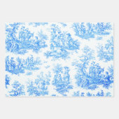 bloementurkoois blauw toile de jouy inpakpapier vel (Voorkant)
