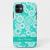  bloementurquoise iPhone 5 Hoesje (Achterkant)