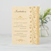 Bloemenuitnodiging Elegante Gouden Uitnodiging (Staand voorkant)