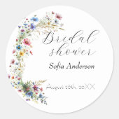 Bloemenuitnodiging Franse Tuinfeest Ronde Sticker (Voorkant)