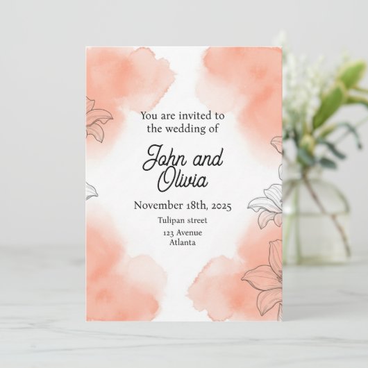 bloemenuitnodiging kaart (Staand voorkant)