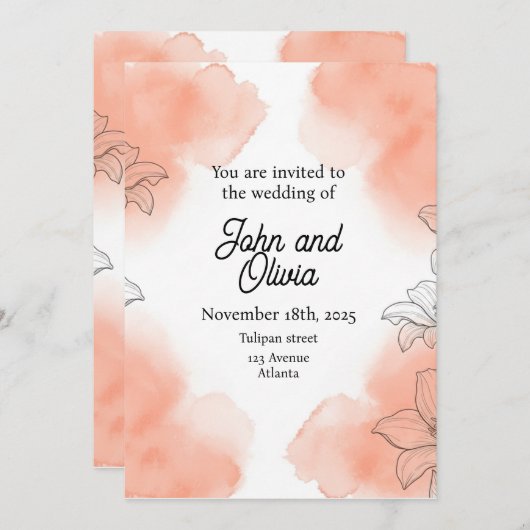 bloemenuitnodiging kaart (Voorkant / Achterkant)