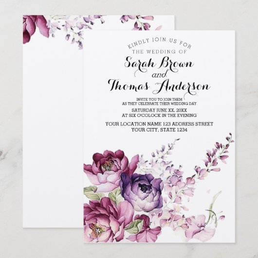  Bloemenuitnodiging Kaart (Voorkant / Achterkant)