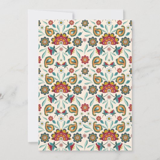 bloemenuitnodiging | Kleurrijke Boho Batik bruilof Kaart (Achterkant)