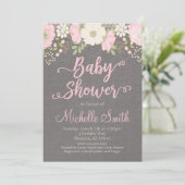 Bloemenuitnodiging voor Baby shower, Boho Invitati Kaart (Staand voorkant)