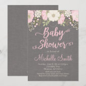 Bloemenuitnodiging voor Baby shower, Boho Invitati Kaart (Voorkant / Achterkant)