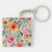 Bloemenuitstraling: levendige designhoogstandjes sleutelhanger (Achterkant)