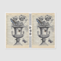 Bloemenurn met vogel & bij