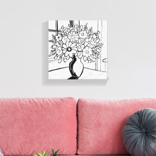 Bloemenvaas boeket modern minimalistisch canvas afdruk (Insitu (Woonkamer))