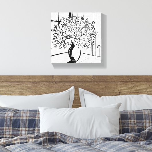 Bloemenvaas boeket modern minimalistisch canvas afdruk (Insitu (Slaapkamer))
