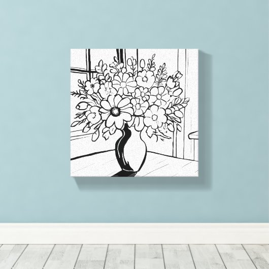 Bloemenvaas boeket modern minimalistisch canvas afdruk (Insitu (Houten vloer))