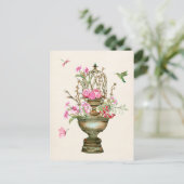  bloemenvaas boeket tuin waterverf briefkaart (Staand voorkant)