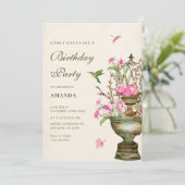  bloemenvaas boeket tuinverjaardag kaart (Staand voorkant)