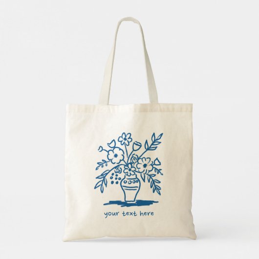 Bloemenvaas Doodle Custom Boodschappen Winkelen Bl Tote Bag (Achterkant)