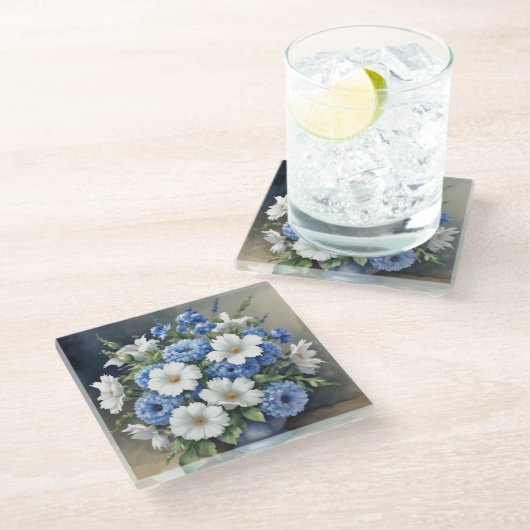 Bloemenvaas Elegante Aquarel Glazen Onderzetter (Schuin)