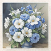 Bloemenvaas Elegante Aquarel Glazen Onderzetter (Voorkant)