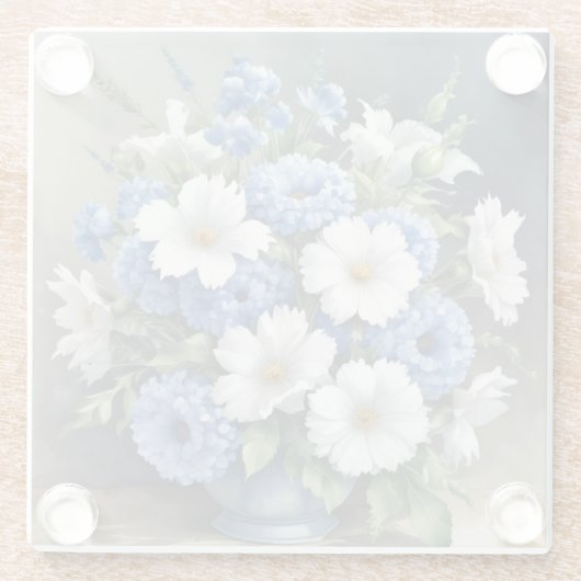 Bloemenvaas Elegante Aquarel Glazen Onderzetter (Achterkant)