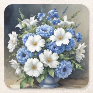 Bloemenvaas Elegante Waterverf Kartonnen Onderzetters