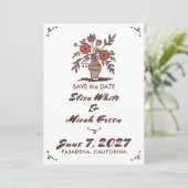 Bloemenvaas Landelijk Whimsical Schets Aangepaste  Save The Date (Staand voorkant)