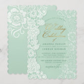 Bloemenvaas Mint Green Wedding Invitation Kaart (Voorkant / Achterkant)