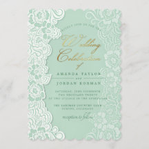 Bloemenvaas Mint Green Wedding Invitation