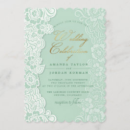 Bloemenvaas Mint Green Wedding Invitation Kaart