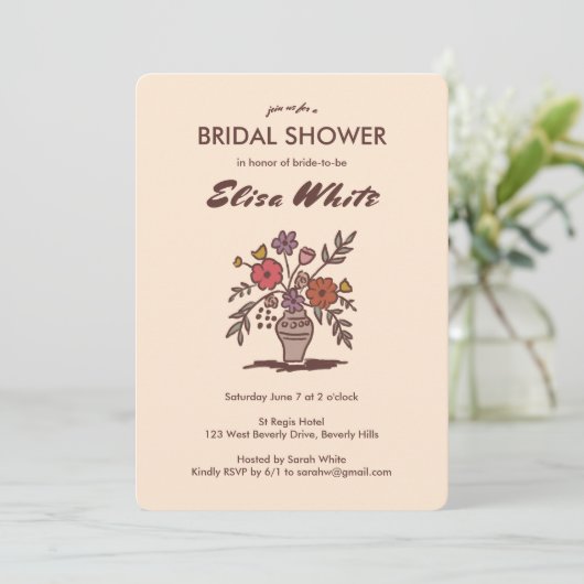 Bloemenvaas Neutrals grillig Vrijgezellenfeest QR Kaart (Staand voorkant)